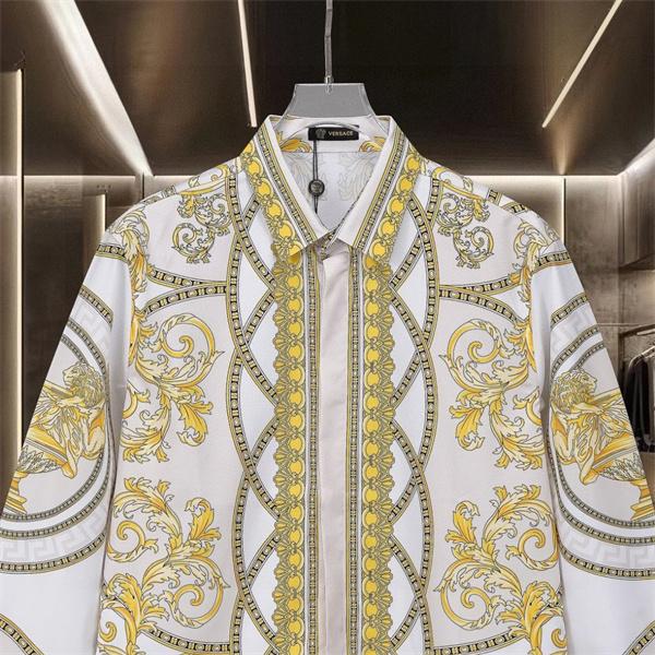 指名人気 ショップ推奨 メドゥーサモチーフ 総柄プリント レギュラーフィット しなやか質感 VERSACE ヴェルサーチ コピー 長袖シャツ