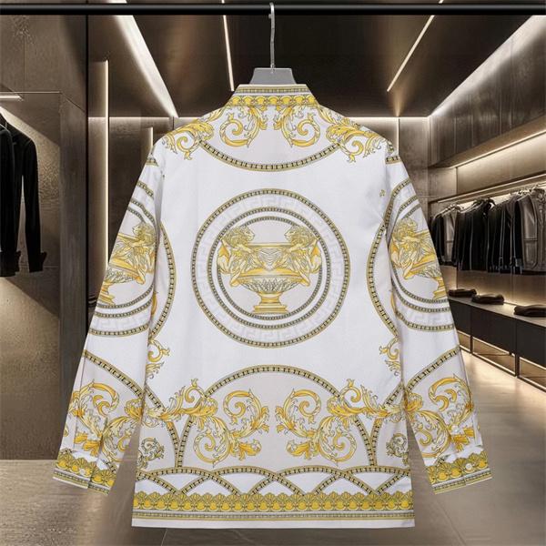 指名人気 ショップ推奨 メドゥーサモチーフ 総柄プリント レギュラーフィット しなやか質感 VERSACE ヴェルサーチ コピー 長袖シャツ
