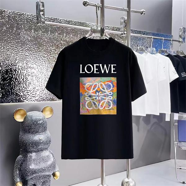 アートスクエアプリント 厚手コットン ゆったりシルエット LOEWE ロエベ コピー 半袖Tシャツ 話題先行 限定感演出