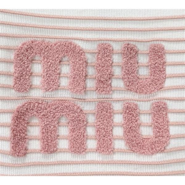 ボーダー切替 立体ロゴ刺繍 メタルショルダー MIU MIU ミュウミュウ コピー ニットキャミソール 新作注目 人気上昇