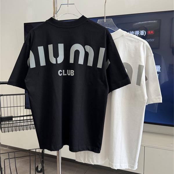 コットン天竺 ドロップショルダー MIU MIU ミュウミュウ コピー 半袖Tシャツ ストリート主力 新作注目