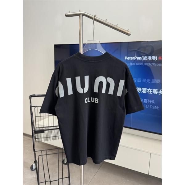 コットン天竺 ドロップショルダー MIU MIU ミュウミュウ コピー 半袖Tシャツ ストリート主力 新作注目