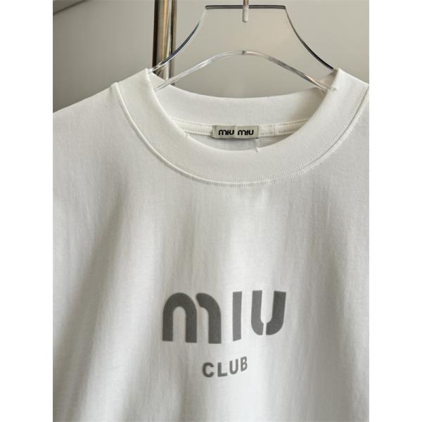 コットン天竺 ドロップショルダー MIU MIU ミュウミュウ コピー 半袖Tシャツ ストリート主力 新作注目