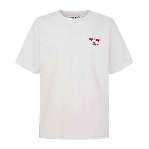 ラブレタリング なめらかな風合い 端正シルエット MIU MIU ミュウミュウ コピー 半袖Tシャツ クリーンカジュアル 人気上向き