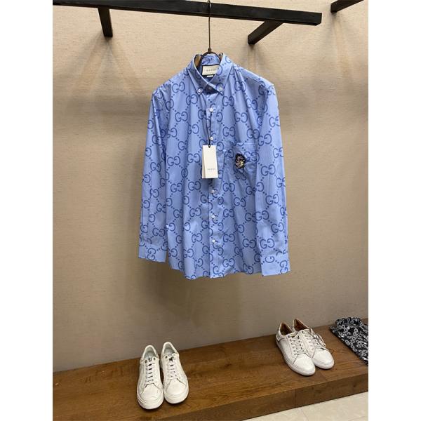 2026おしゃれ☆Gucci☆グッチシャツコピー着こなし人気カジュアルスタイルブルー色