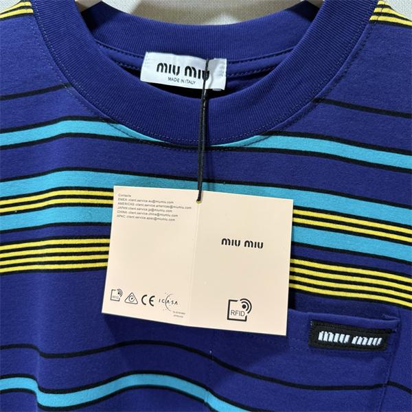 レトロ配色 ドロップショルダー 柔らかな肌触り MIU MIU ミュウミュウ コピー 半袖Tシャツ スポーティーミックス 売れ筋候補