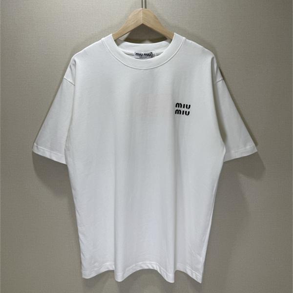 クラブモチーフ しっかり編地 ストレートフォルム MIU MIU ミュウミュウ コピー 半袖Tシャツ 洗練スポーティー デイリー人気