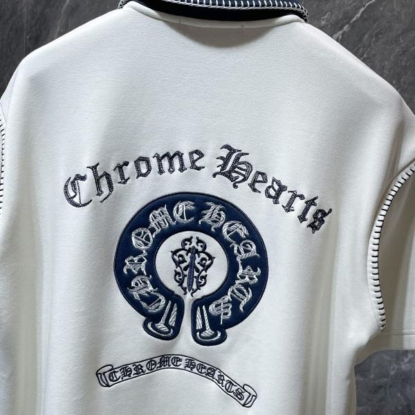 新着注目 クロムハーツ コントラスト襟 バック刺繍 Chrome Hearts ポロシャツ
