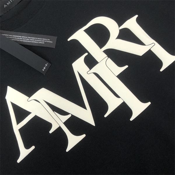 オーバーラップタイポグラフィ 裾ミニエンブレム ワイドフォルム AMIRI アミリ コピー 半袖Tシャツ 海外人気