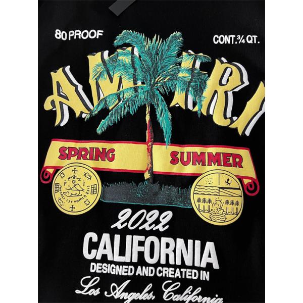 カリフォルニアグラフィック パームツリープリント 厚手コットン AMIRI アミリ コピー クルーネックスウェット レトロ注目