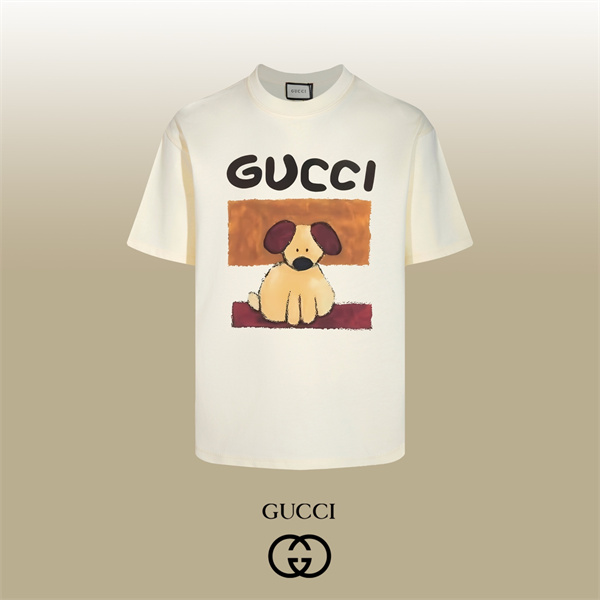 パピーイラスト ビッグレタリング レトロアート GUCCI グッチ コピー 半袖Tシャツ ゆったりフォルム SNS映え