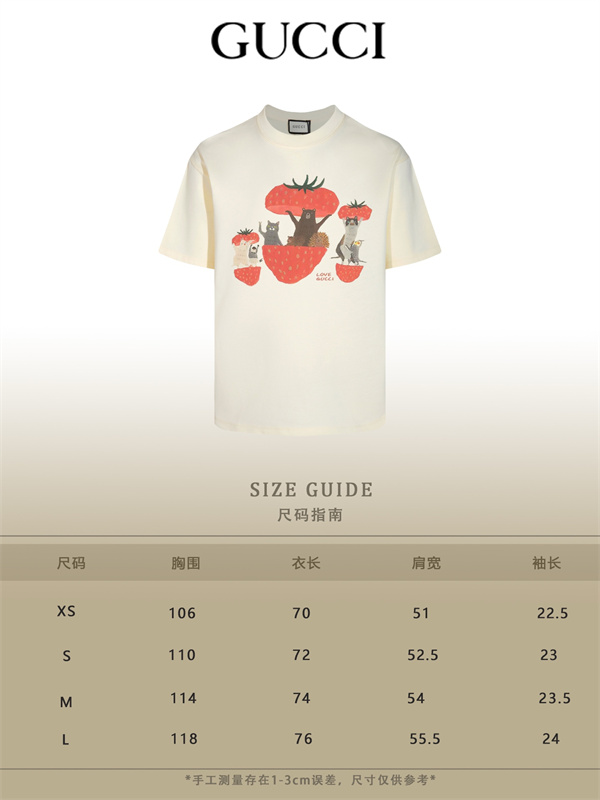 ストロベリーアニマル カラフルイラスト ポップアート GUCCI グッチ コピー 半袖Tシャツ 視線集中