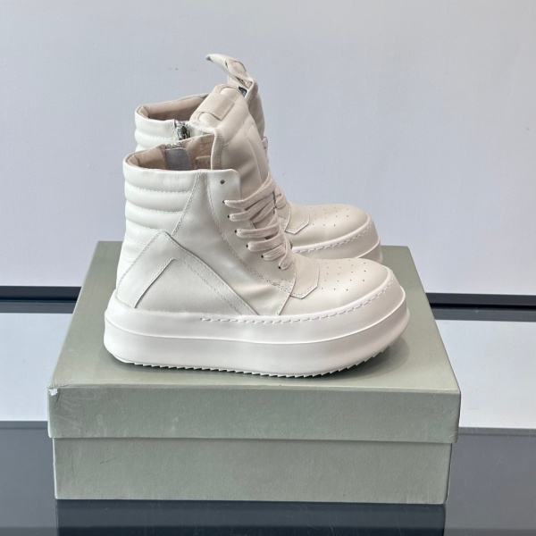 主役級ボリュームソール Rick Owens 激安 ハイカットスニーカー 本革アッパー サイドジップ リック・オウエンス