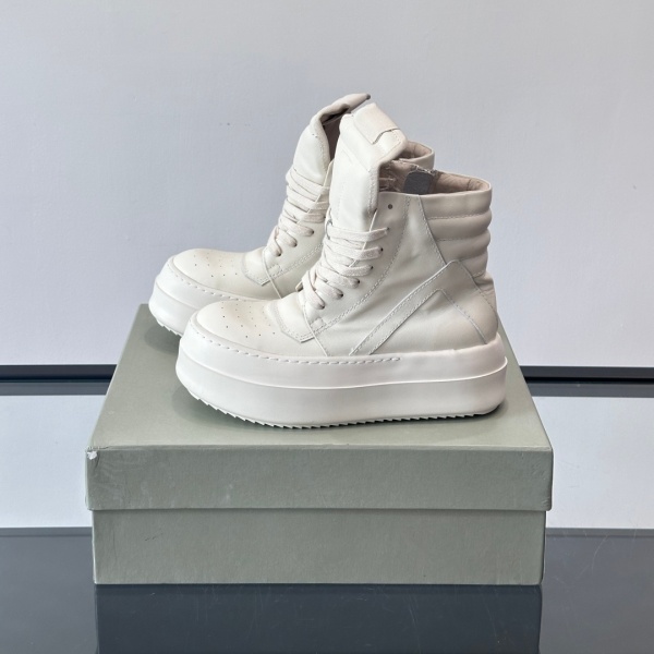 主役級ボリュームソール Rick Owens 激安 ハイカットスニーカー 本革アッパー サイドジップ リック・オウエンス