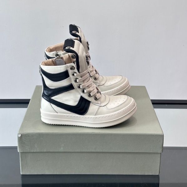 売れ行き好調 約3.5cmソール Rick Owens 激安 レザースニーカー 異素材コンビ クロスディテール リック・オウエンス