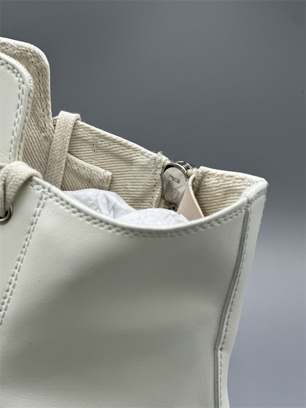 オールホワイト レザーアッパー サイドジップ RICK OWENS リック・オウエンス コピー 厚底ハイカットスニーカー 立体ボリュームソール 新作注目