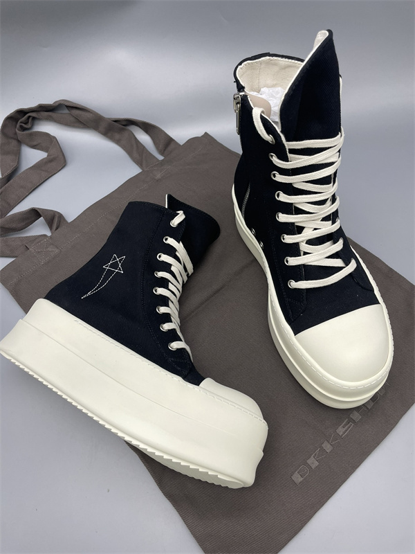 サイド刺繍 ボリュームソール RICK OWENS リック・オウエンス コピー 厚底ハイカットスニーカー 個性際立つモードモデル 新作注目