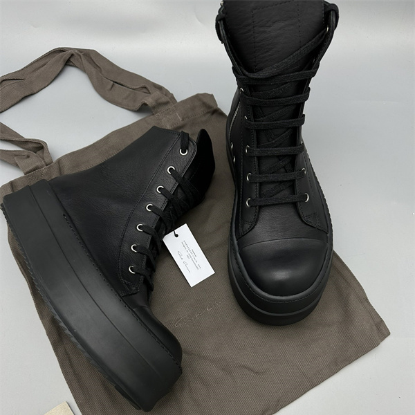マットな質感 シャープな足元を演出 RICK OWENS リック・オウエンス コピー レースアップハイカットシューズ ストリート本命