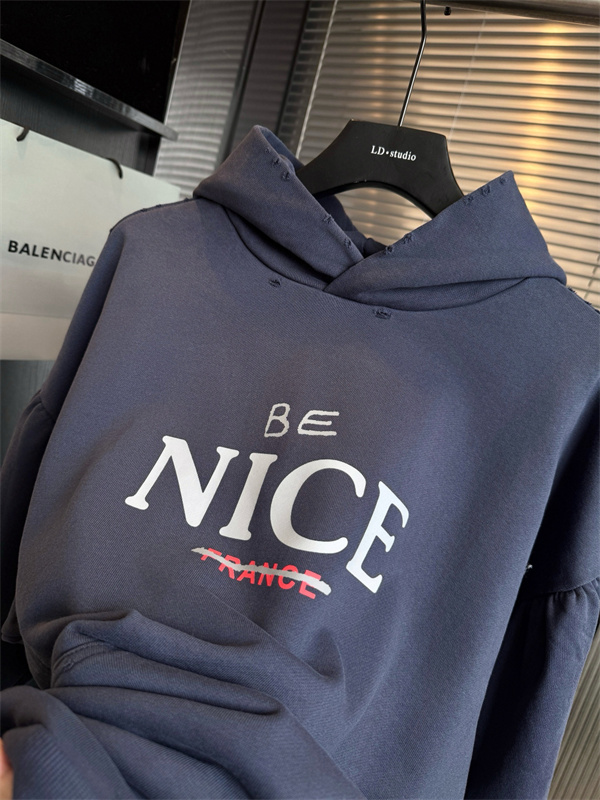 人気上昇 オーバーサイズパーカー FRANCEライン BALENCIAGA バレンシアガ コピー プルオーバーパーカー リブ仕立て