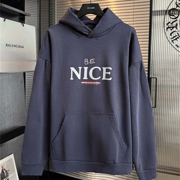 人気上昇 オーバーサイズパーカー FRANCEライン BALENCIAGA バレンシアガ コピー プルオーバーパーカー リブ仕立て