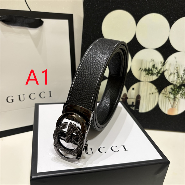 GUCCI グッチ コピー メンズ ベルト 注目度急伸 GGモチーフバックル シボ調仕立て 洗練アクセント