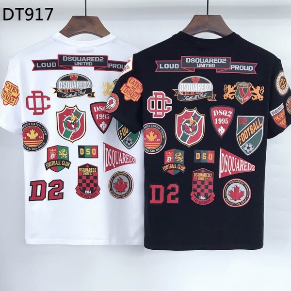 話題沸騰 DSQUARED2 コピー  フットボールワッペン風 グラフィックTシャツ ナンバーロゴ ストリート映え