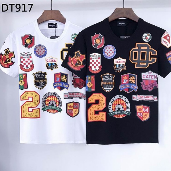 話題沸騰 DSQUARED2 コピー  フットボールワッペン風 グラフィックTシャツ ナンバーロゴ ストリート映え