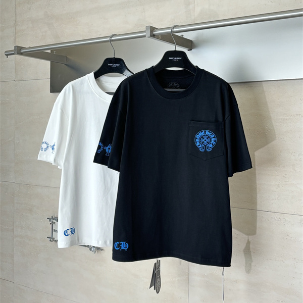 ディテール重視 CHROME HEARTS クロムハーツ コピー 半袖カットソー 胸ポケット サイドCHロゴ ゴシック仕様