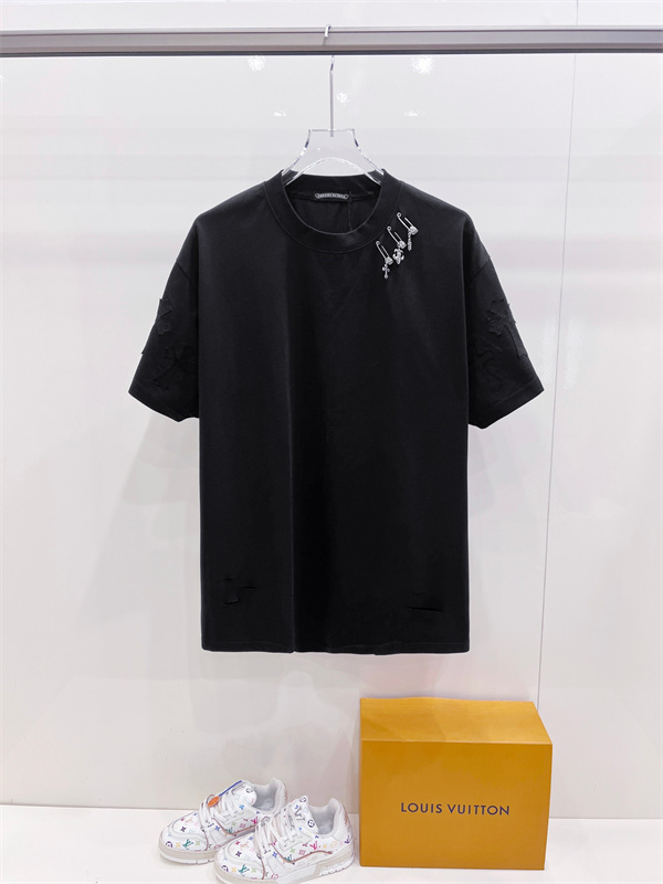 クラッシュディテール CHROME HEARTS クロムハーツ コピー クルーネックカットソー 袖アート 個性派ストリート