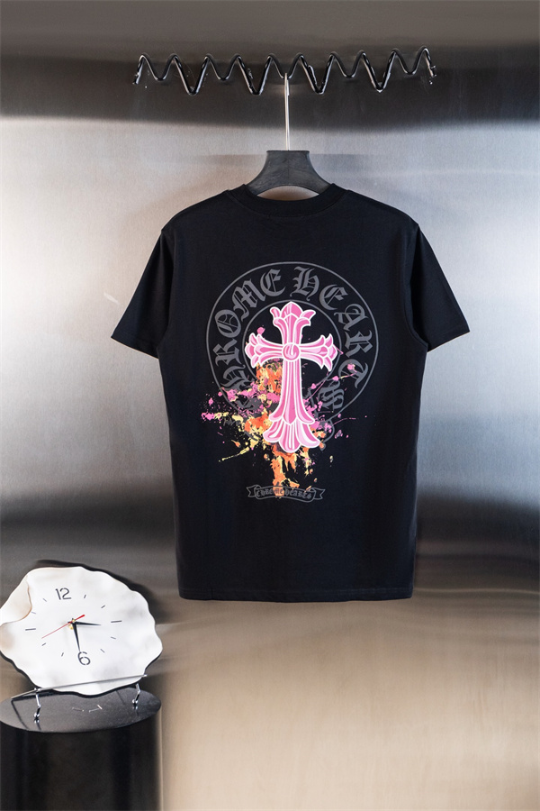 ペイント表現 CHROME HEARTS クロムハーツ コピー クルーネックTシャツ フロントクロス ビッグエンブレム