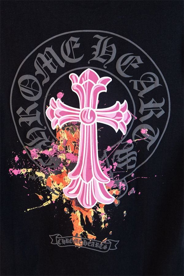 ペイント表現 CHROME HEARTS クロムハーツ コピー クルーネックTシャツ フロントクロス ビッグエンブレム