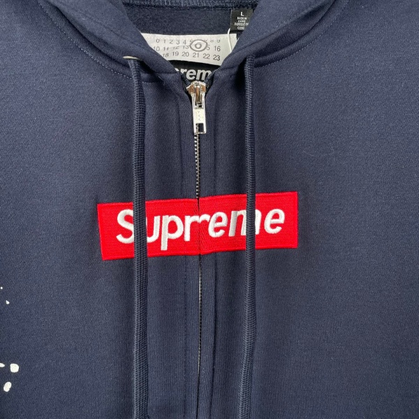 Supreme × MM6 Maison Margiela コピー 2026注目コラボ ペイントスプラッシュ BOXロゴ ジップアップパーカー オーバーサイズ