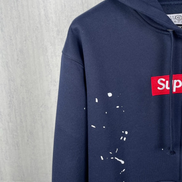 Supreme × MM6 Maison Margiela コピー 2026注目コラボ ペイントスプラッシュ BOXロゴ ジップアップパーカー オーバーサイズ