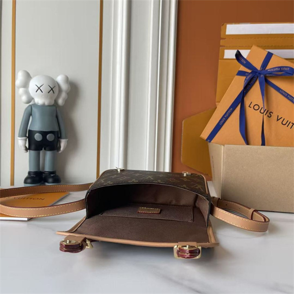 クラシカルな佇まい LOUIS VUITTON ルイヴィトン コピー レディース ショルダーバッグ ヌメ革トリム スクールバッグ調