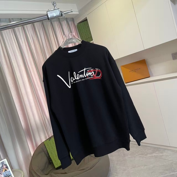 VALENTINO コピー 2026秋冬 手書きロゴ Vモチーフ クルーネックスウェット 400g厚手生地 ユニセックス