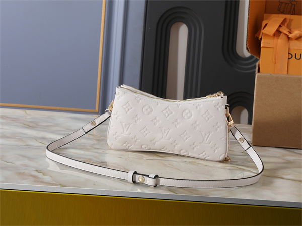 立体柄が映える LOUIS VUITTON ルイヴィトン コピー チェーンポーチ ファスナートップ メタルプレート装飾