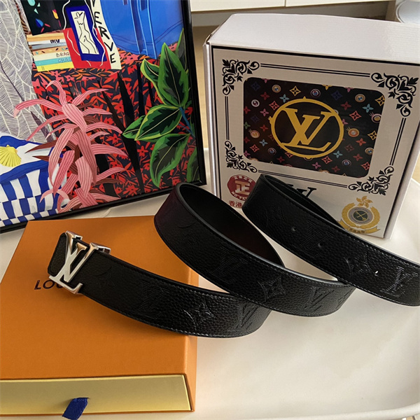 型押しレザー調 LOUIS VUITTON ルイヴィトン コピー ワイドベルト ビッグLVバックル モダンメンズ