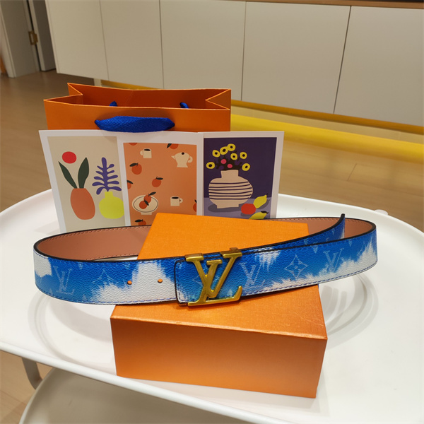 染め風モノグラム LOUIS VUITTON ルイヴィトン コピー ワイドベルト クラウドブルー LVメタル金具