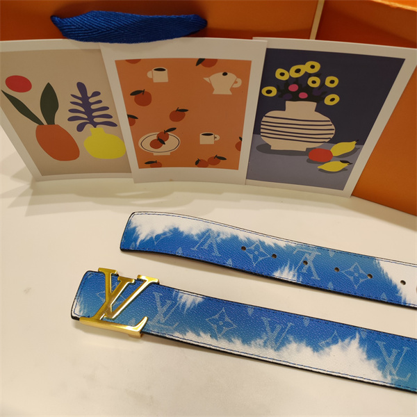 染め風モノグラム LOUIS VUITTON ルイヴィトン コピー ワイドベルト クラウドブルー LVメタル金具