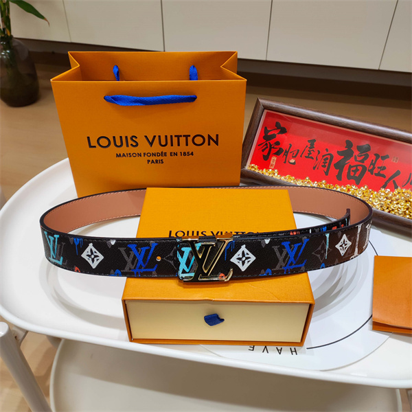 ペイントアート仕様 LOUIS VUITTON ルイヴィトン コピー ワイドベルト マルチカラーLV レタリングアクセント