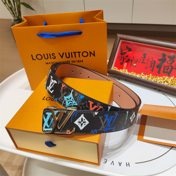 ペイントアート仕様 LOUIS VUITTON ルイヴィトン コピー ワイドベルト マルチカラーLV レタリングアクセント