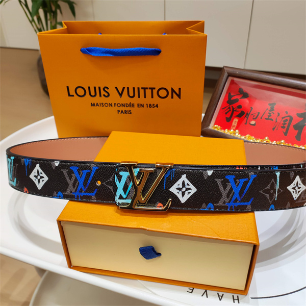 ペイントアート仕様 LOUIS VUITTON ルイヴィトン コピー ワイドベルト マルチカラーLV レタリングアクセント