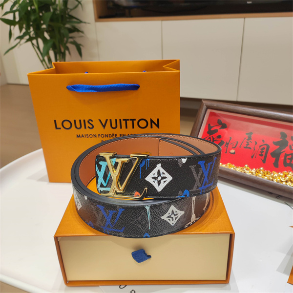 ペイントアート仕様 LOUIS VUITTON ルイヴィトン コピー ワイドベルト マルチカラーLV レタリングアクセント