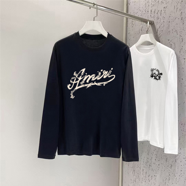 AMIRI アミリ コピー メンズ 長袖Tシャツ スクリプトロゴ オーナメントライン クルーネック