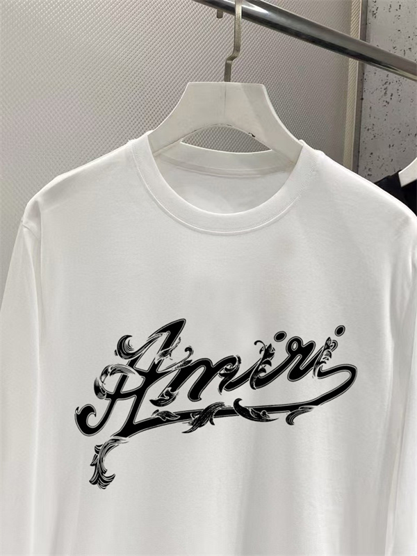 AMIRI アミリ コピー メンズ 長袖Tシャツ スクリプトロゴ オーナメントライン クルーネック