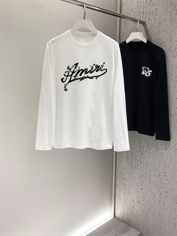 AMIRI アミリ コピー メンズ 長袖Tシャツ スクリプトロゴ オーナメントライン クルーネック