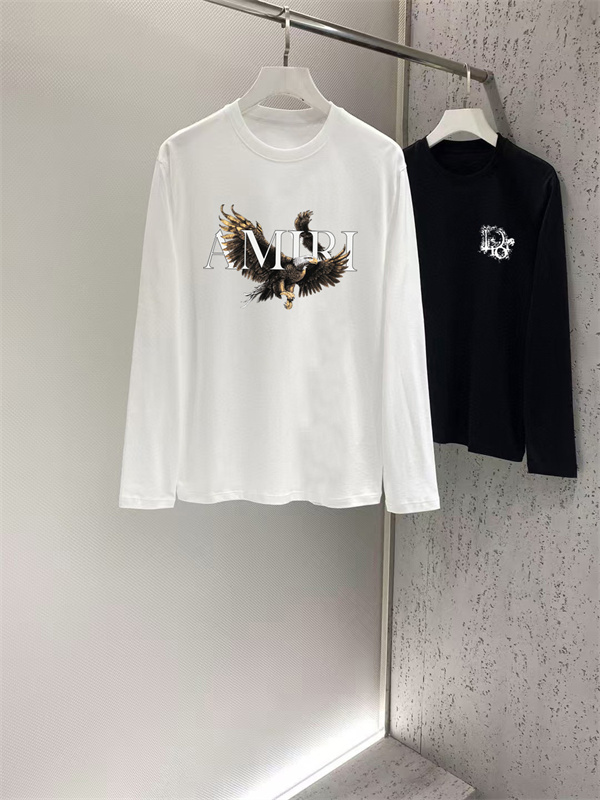 翼を広げた存在感 AMIRI アミリ コピー ロングスリーブTシャツ バードアート レイヤードロゴ