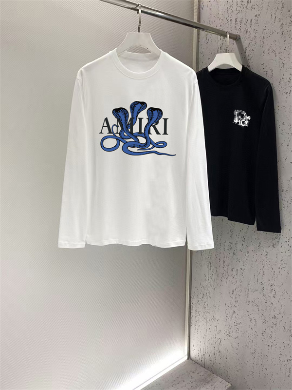 蛇モチーフが際立つ AMIRI アミリ コピー ロングスリーブTシャツ ロゴオーバーレイ ダークアート
