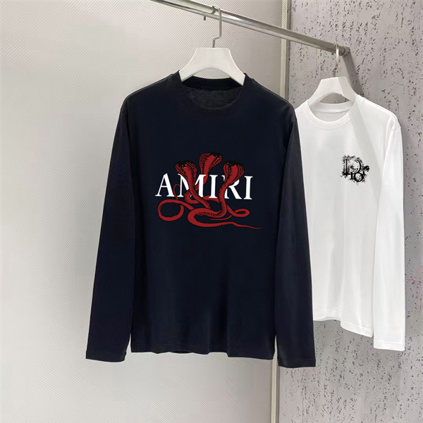 蛇モチーフが際立つ AMIRI アミリ コピー ロングスリーブTシャツ ロゴオーバーレイ ダークアート