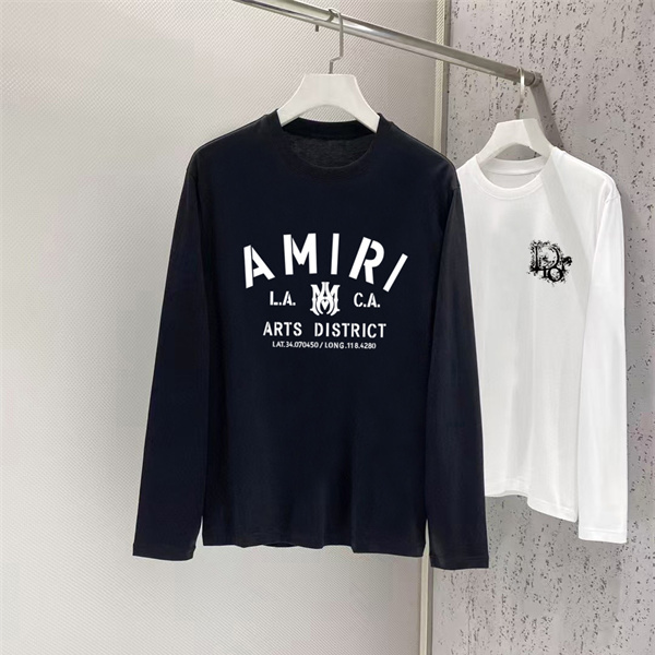 L.A.ムード漂う AMIRI アミリ コピー ロングスリーブTシャツ エンブレムロゴ タイポグラフィデザイン